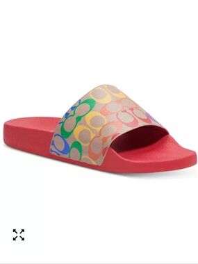 Coach Rainbow Logo Pool Slide Sandals